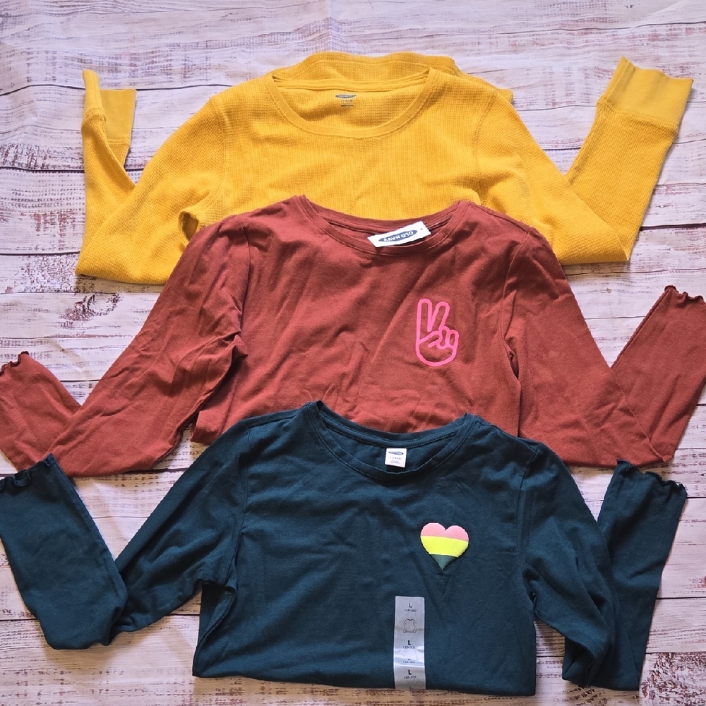 3 BN Old Navy Long Sleeve Tops Sz 10/12